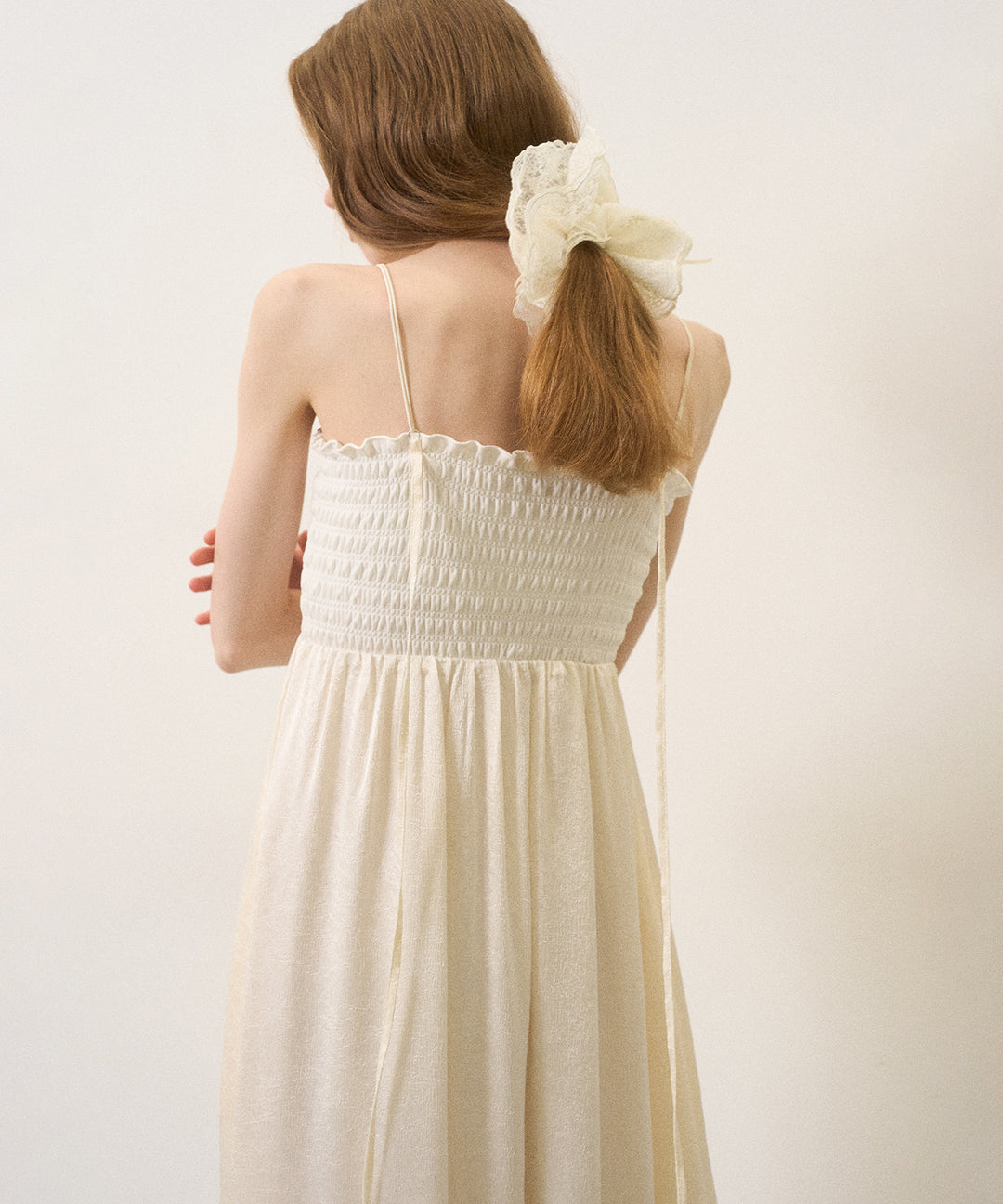 Wrinkle Satin Shirring Dress