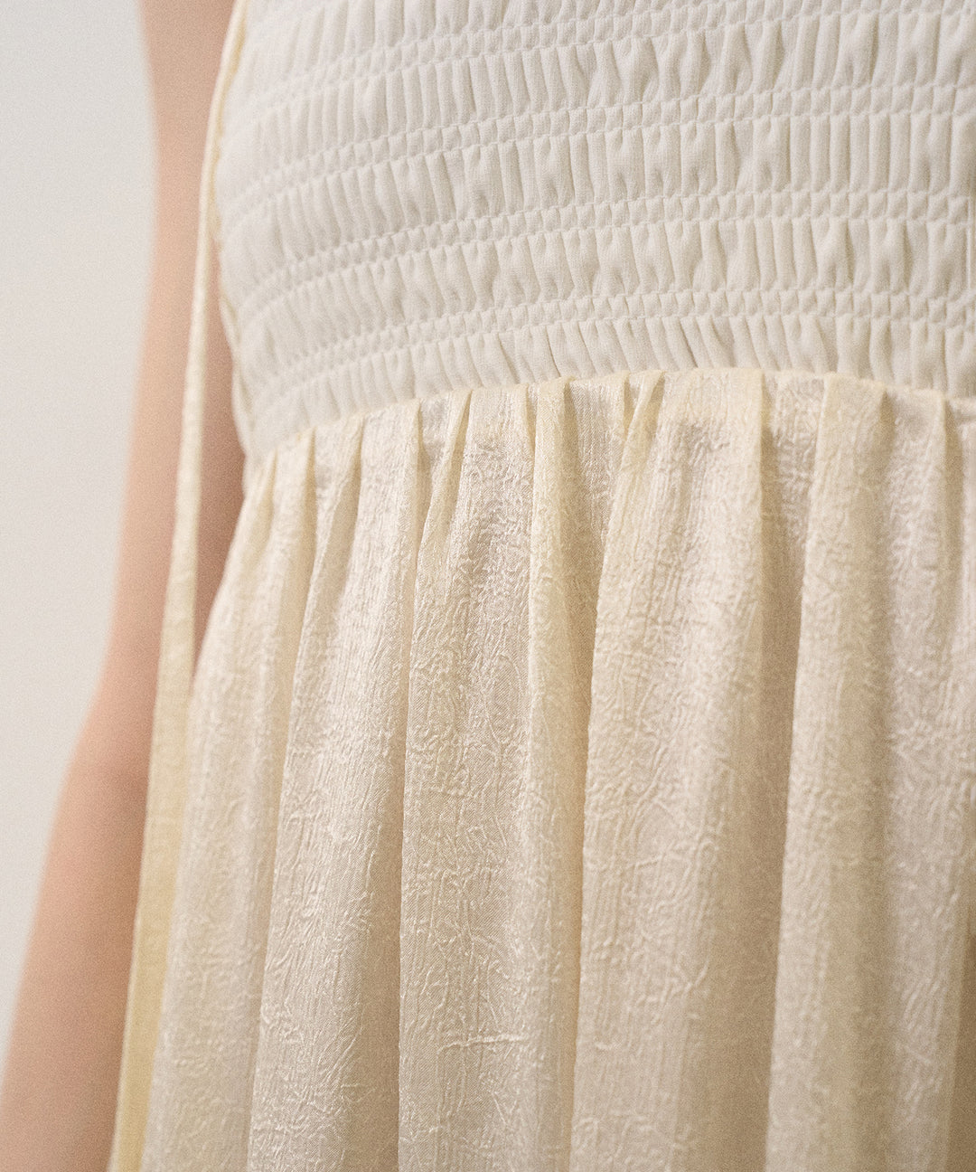 Wrinkle Satin Shirring Dress