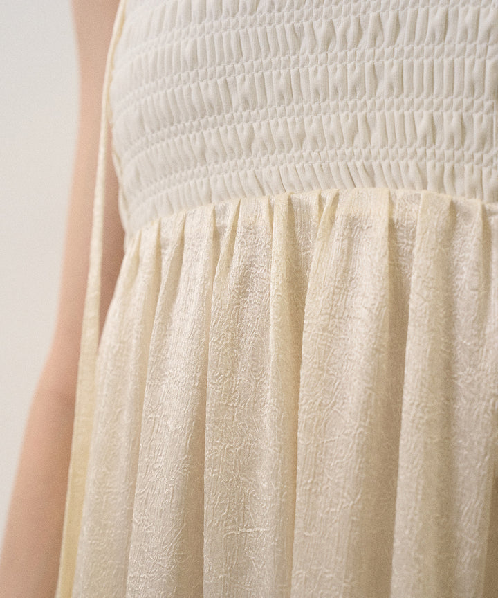 Wrinkle Satin Shirring Dress