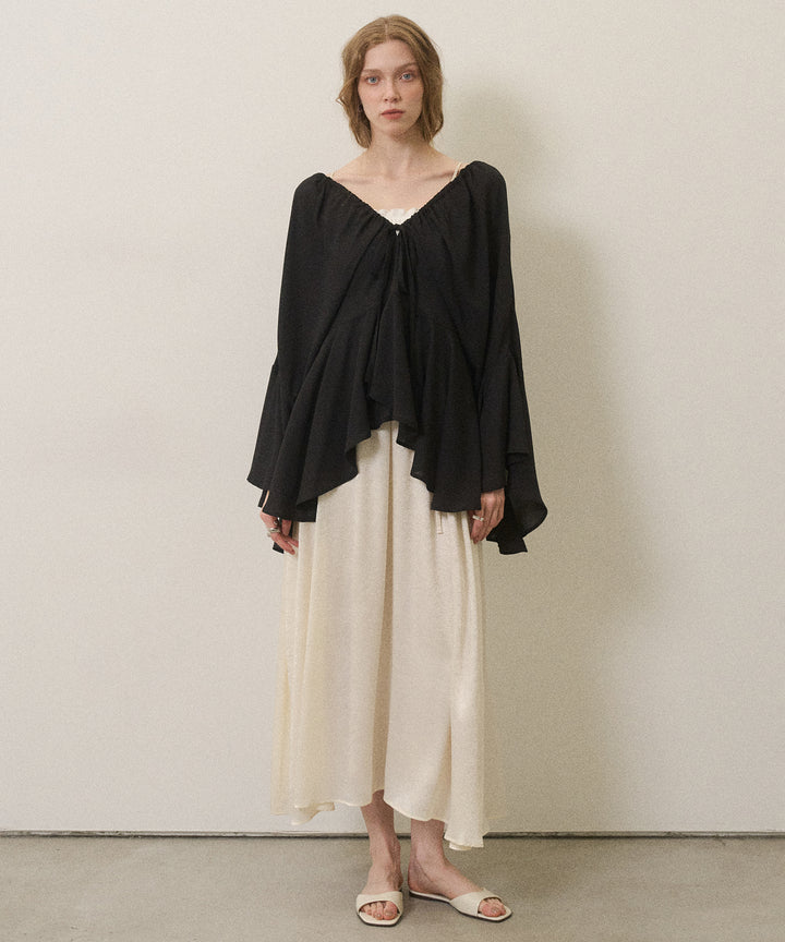 Wrinkle Satin Shirring Dress