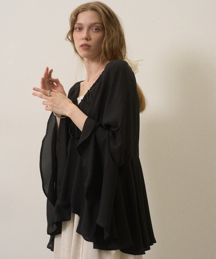 Airy Ciffon Gather Blouse