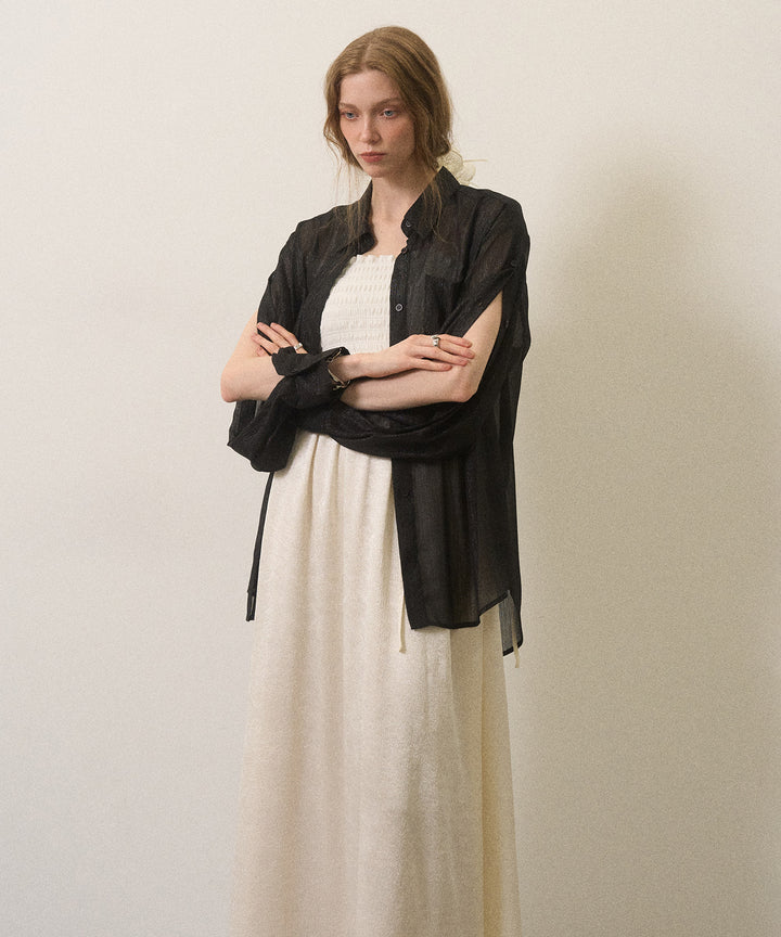 Wrinkle Satin Shirring Dress