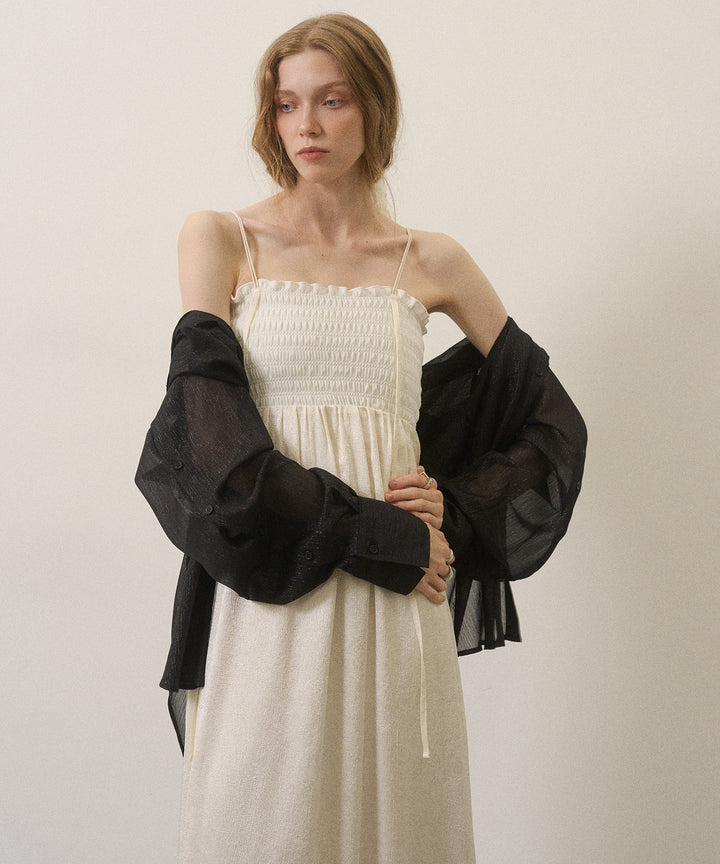 Wrinkle Satin Shirring Dress
