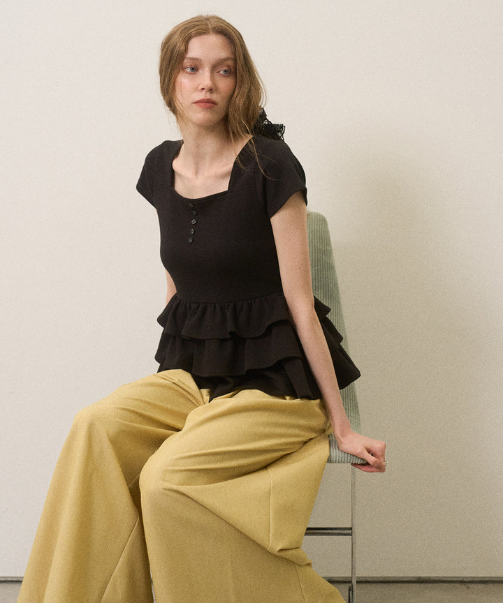 Square Cut Peplum Tops