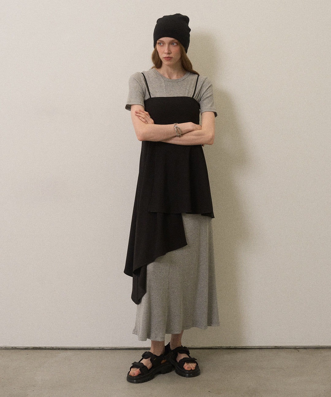 Rib Pitch Cut Flare Dress