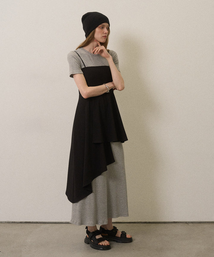 Rib Pitch Cut Flare Dress