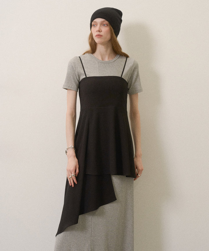 Asymmetry Cut Square Bustier