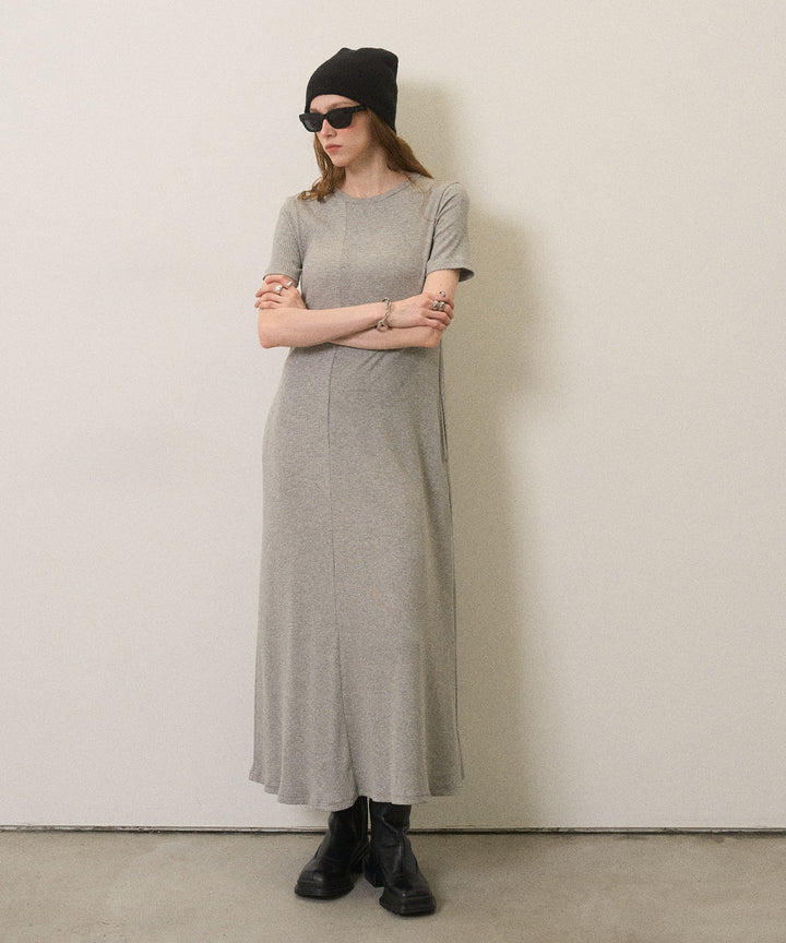 Rib Pitch Cut Flare Dress