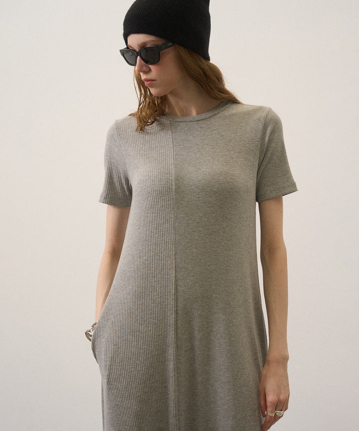 Rib Pitch Cut Flare Dress