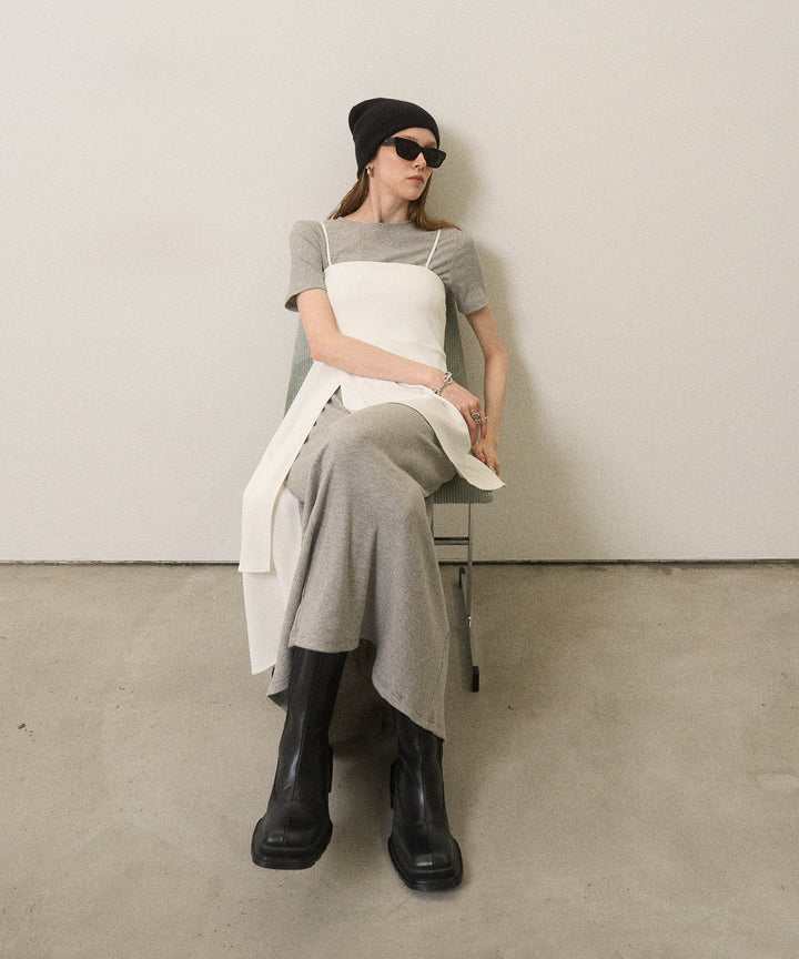 Rib Pitch Cut Flare Dress