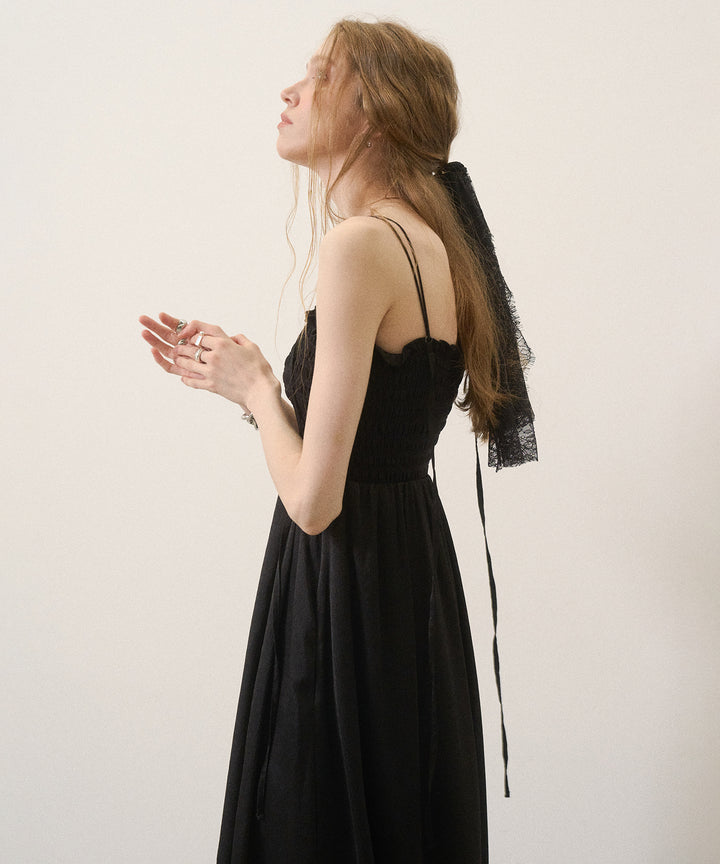 Wrinkle Satin Shirring Dress