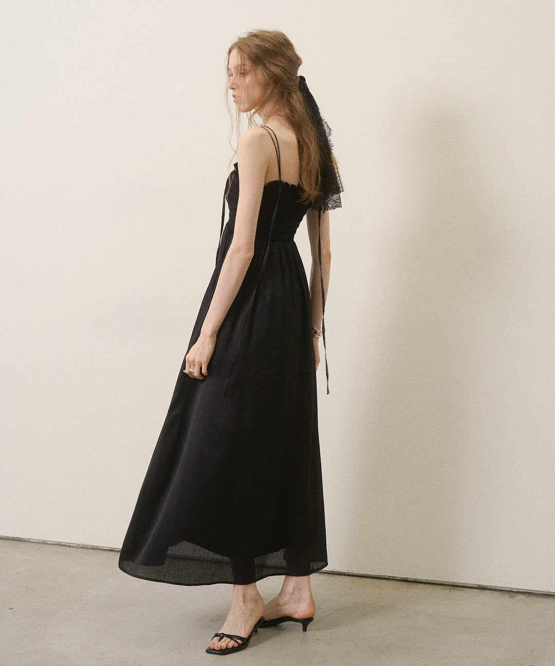 Wrinkle Satin Shirring Dress