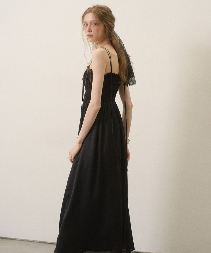 Wrinkle Satin Shirring Dress