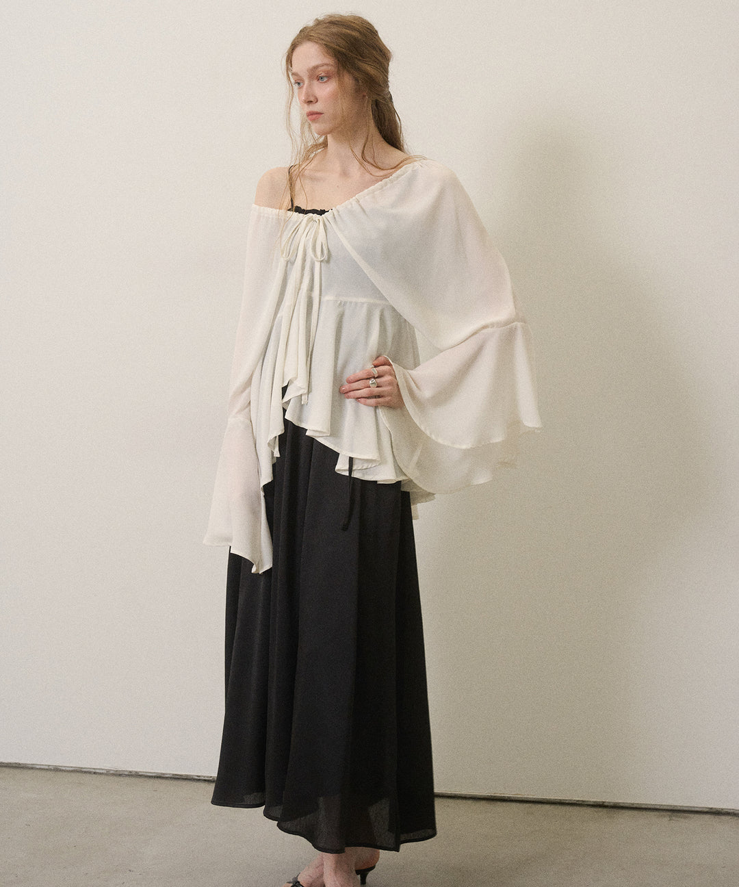 Wrinkle Satin Shirring Dress