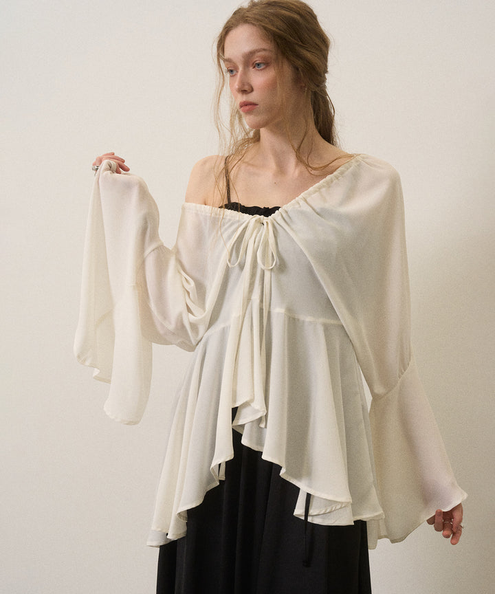 Airy Ciffon Gather Blouse