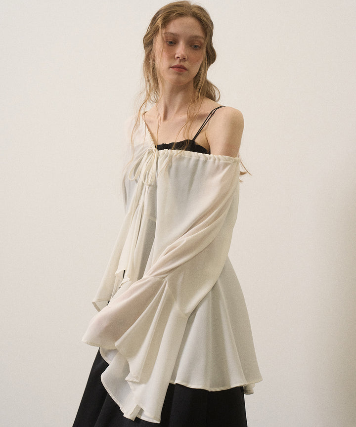 Airy Ciffon Gather Blouse