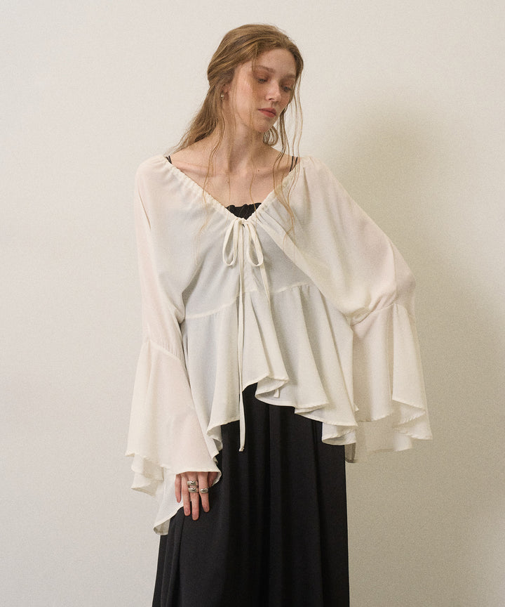 Airy Ciffon Gather Blouse