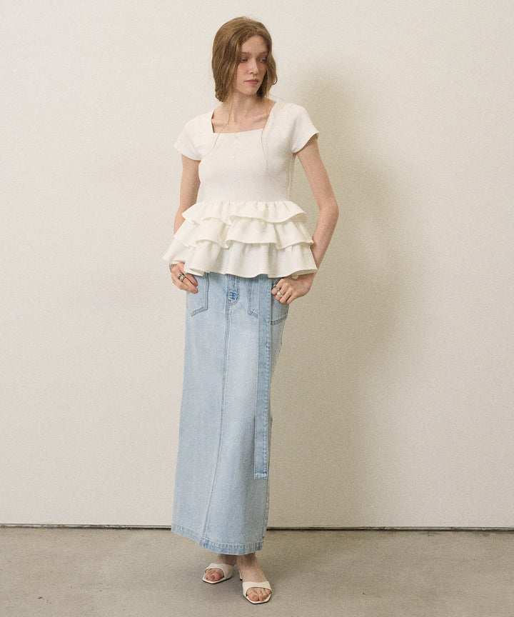 Square Cut Peplum Tops