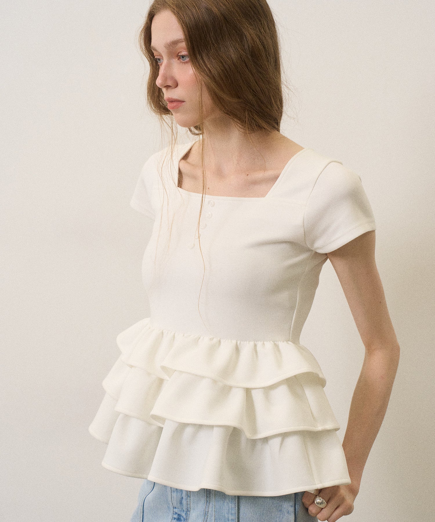 【なつき様】MIELI INVARIANT/ Peplum Henry Tops TOPS – MIELI INVARIANT