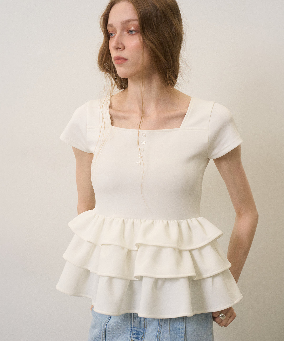 Square Cut Peplum Tops