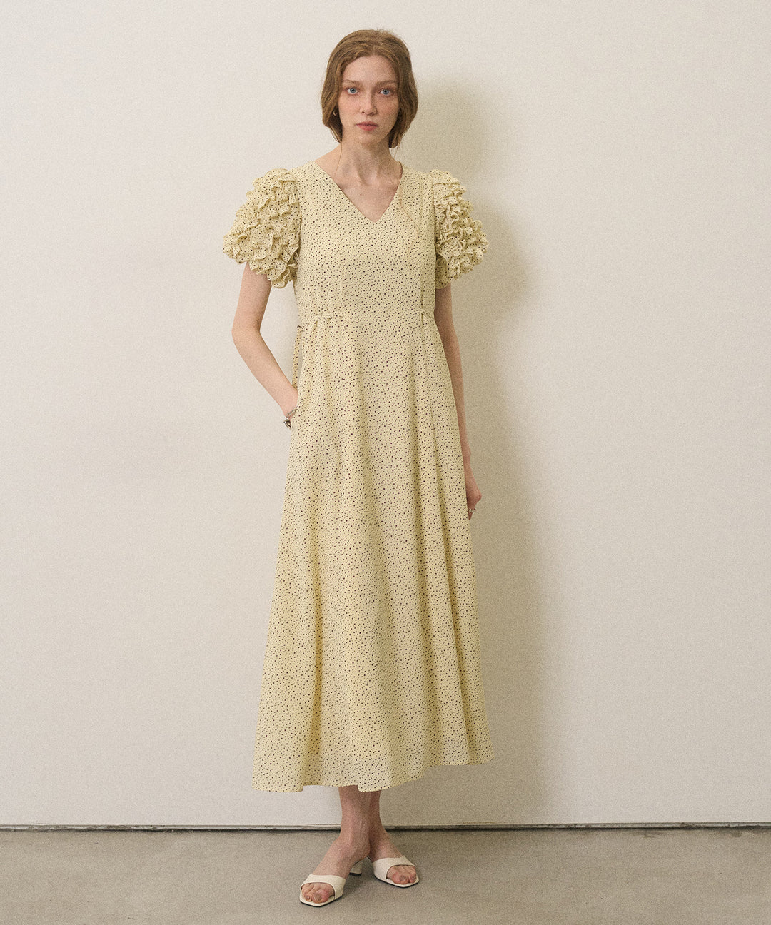 Color Dot Frill Dress