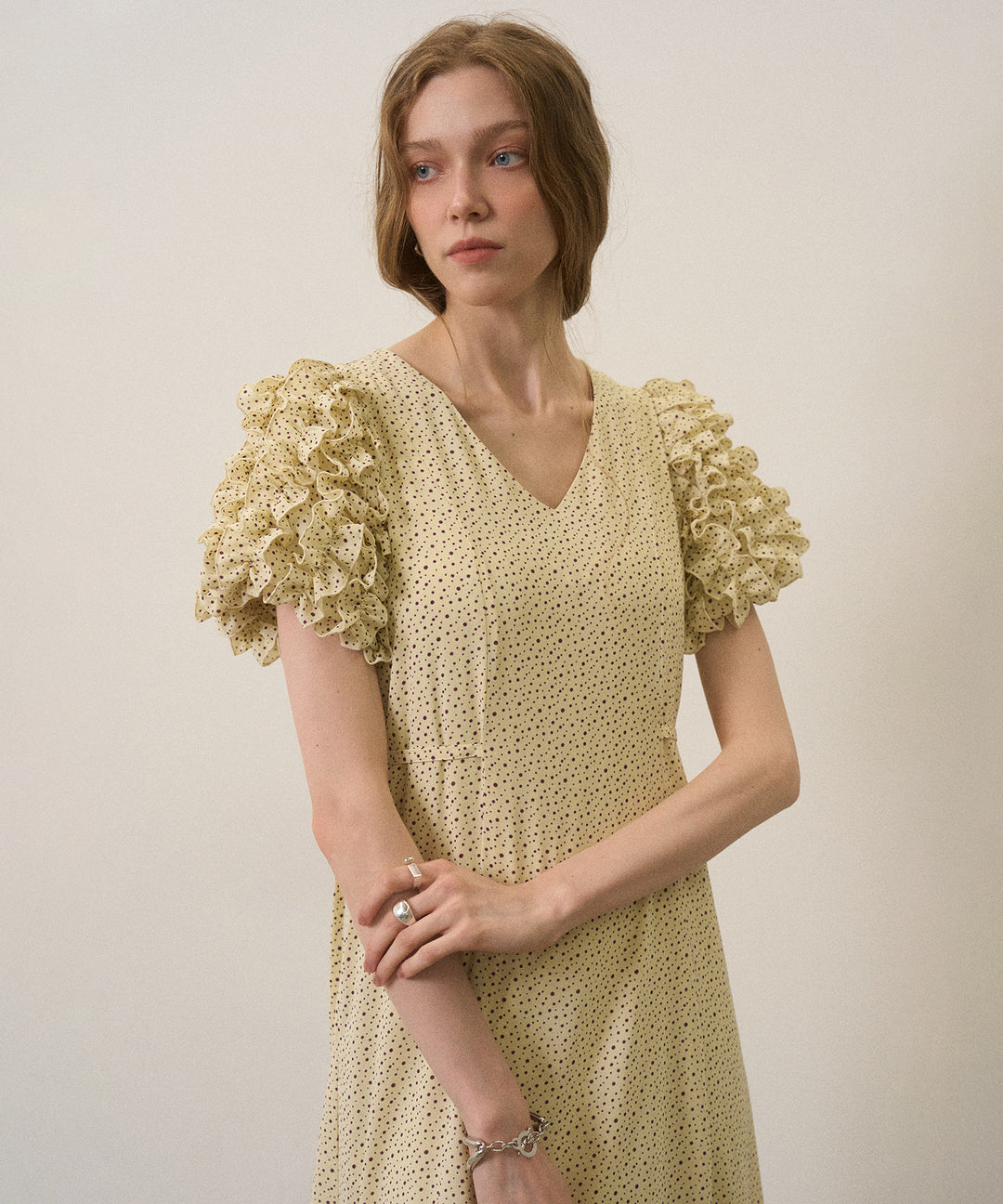 Color Dot Frill Dress