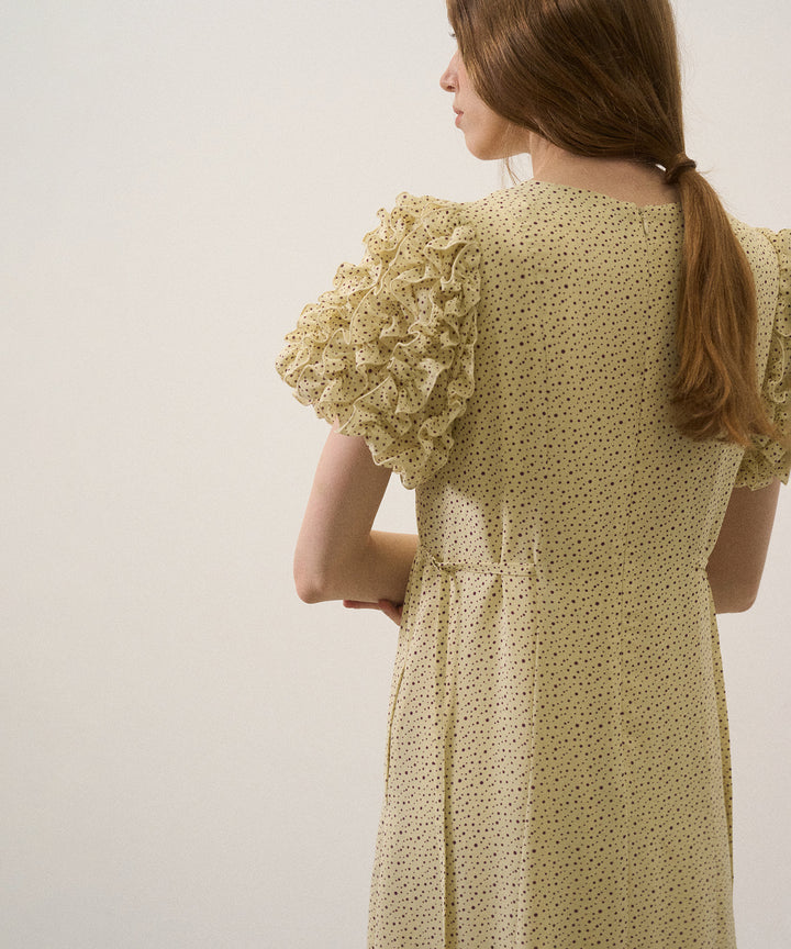 Color Dot Frill Dress