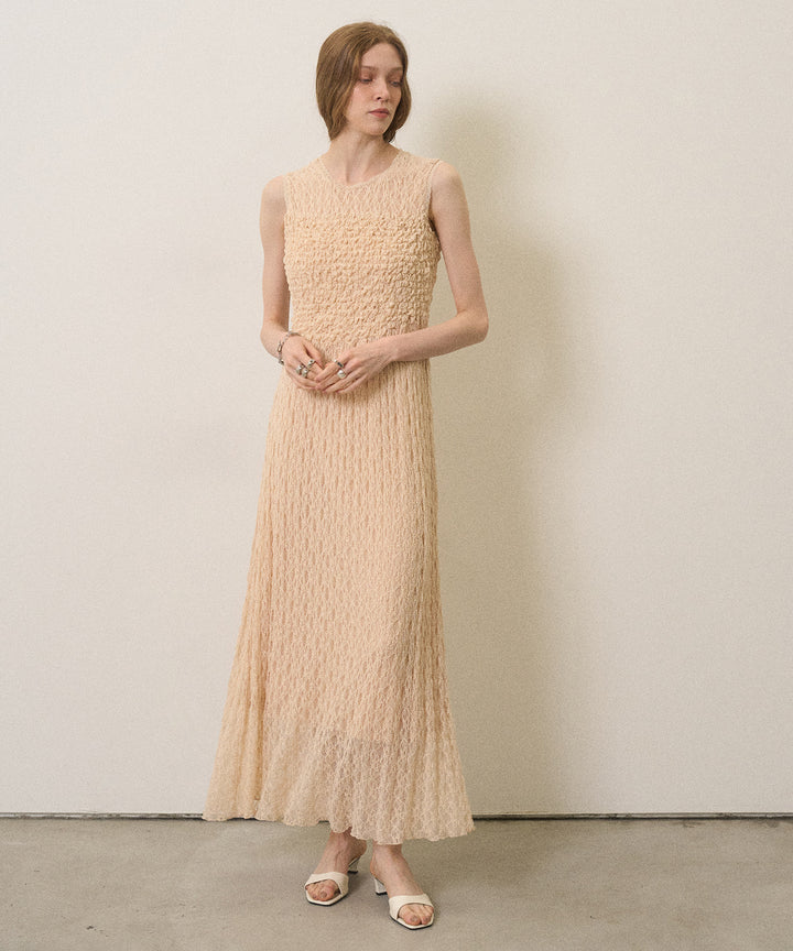 Shirring Lace Bustier Dress