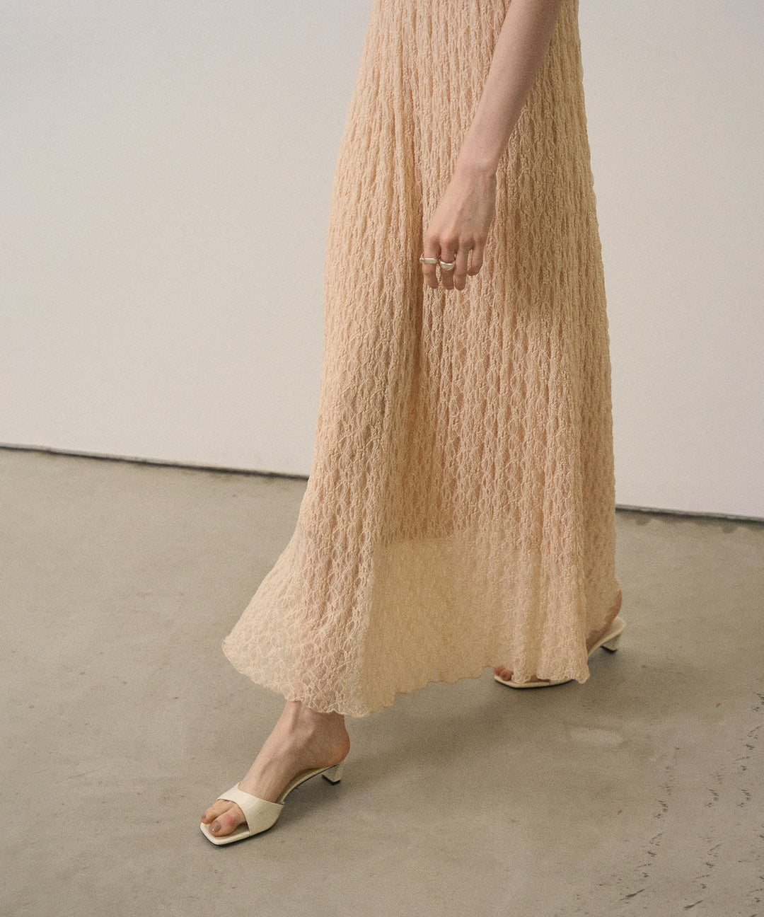 Shirring Lace Bustier Dress