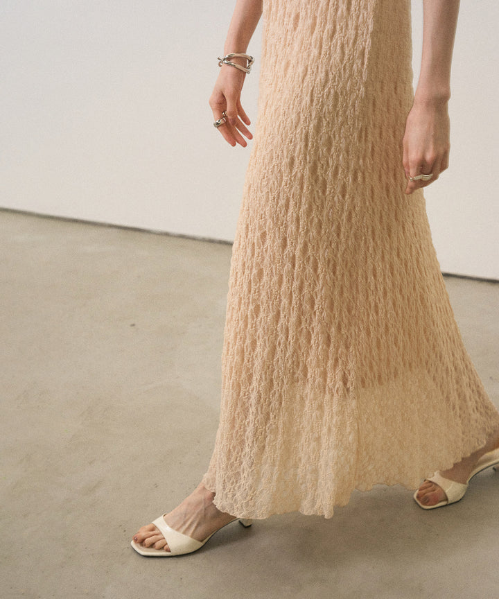 Shirring Lace Bustier Dress