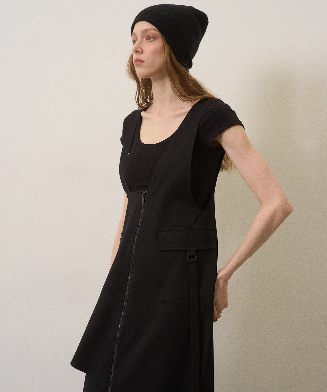 Zip Pencil Asymmetry Dress