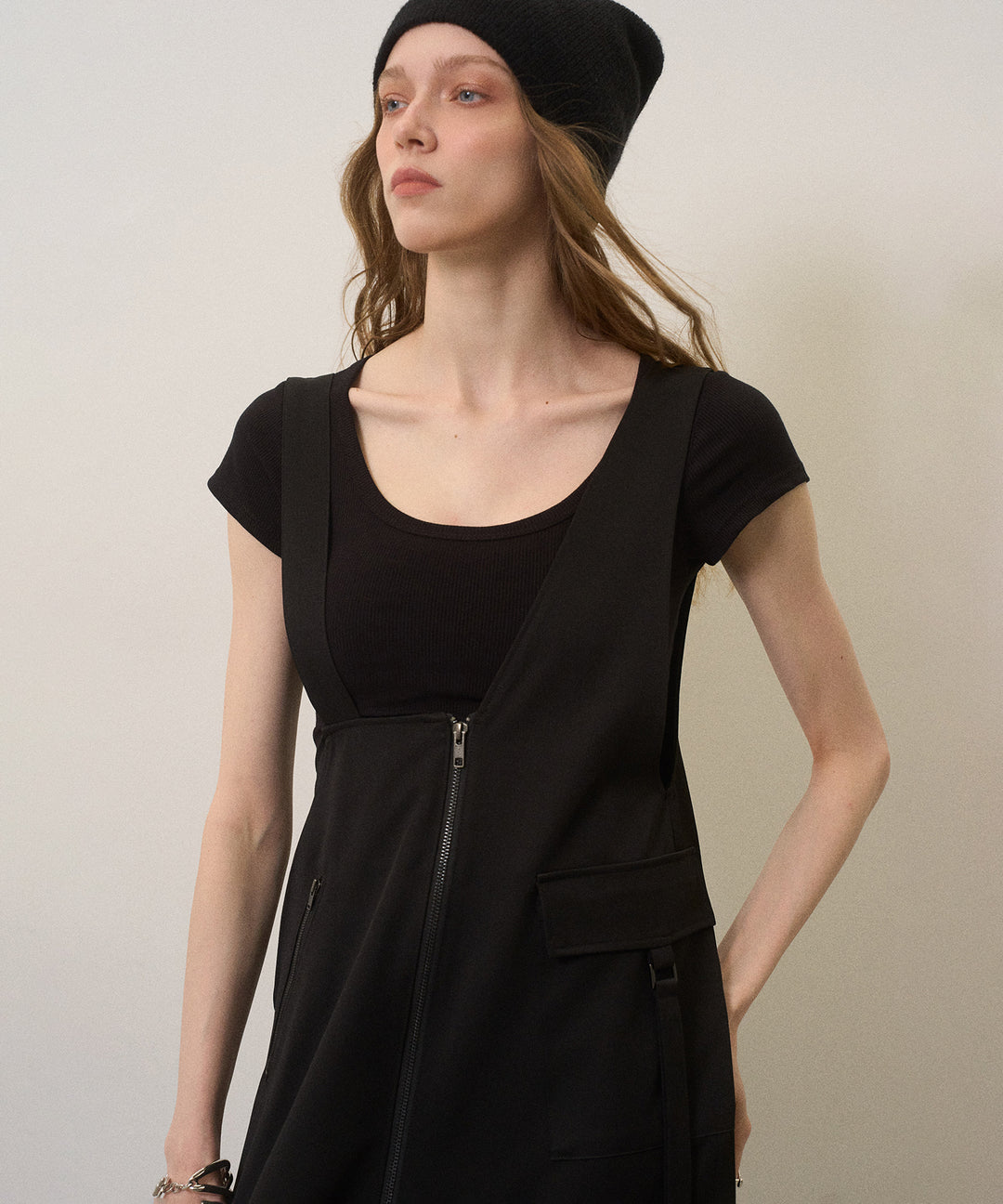 Zip Pencil Asymmetry Dress