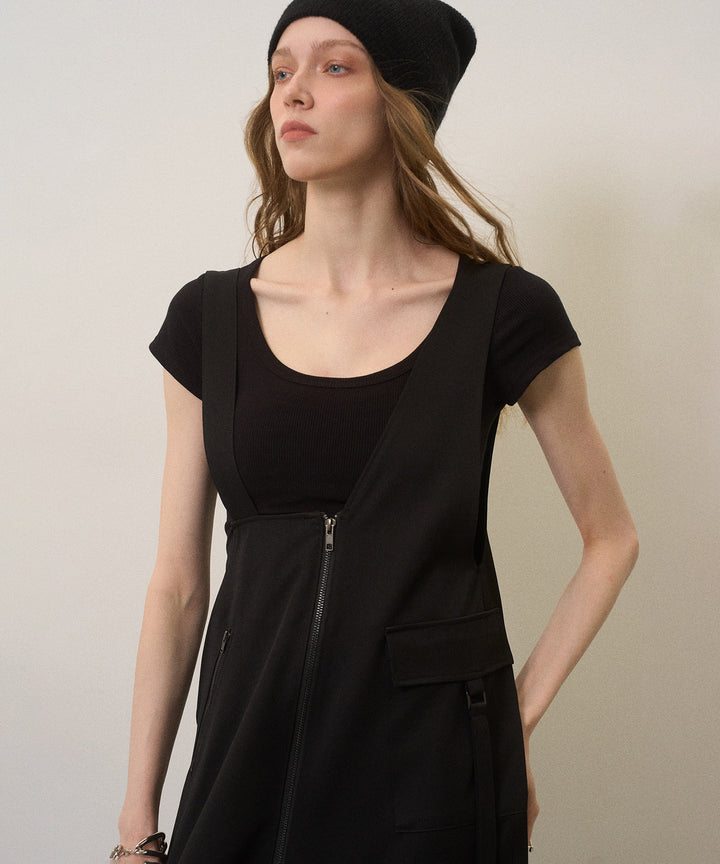 Zip Pencil Asymmetry Dress