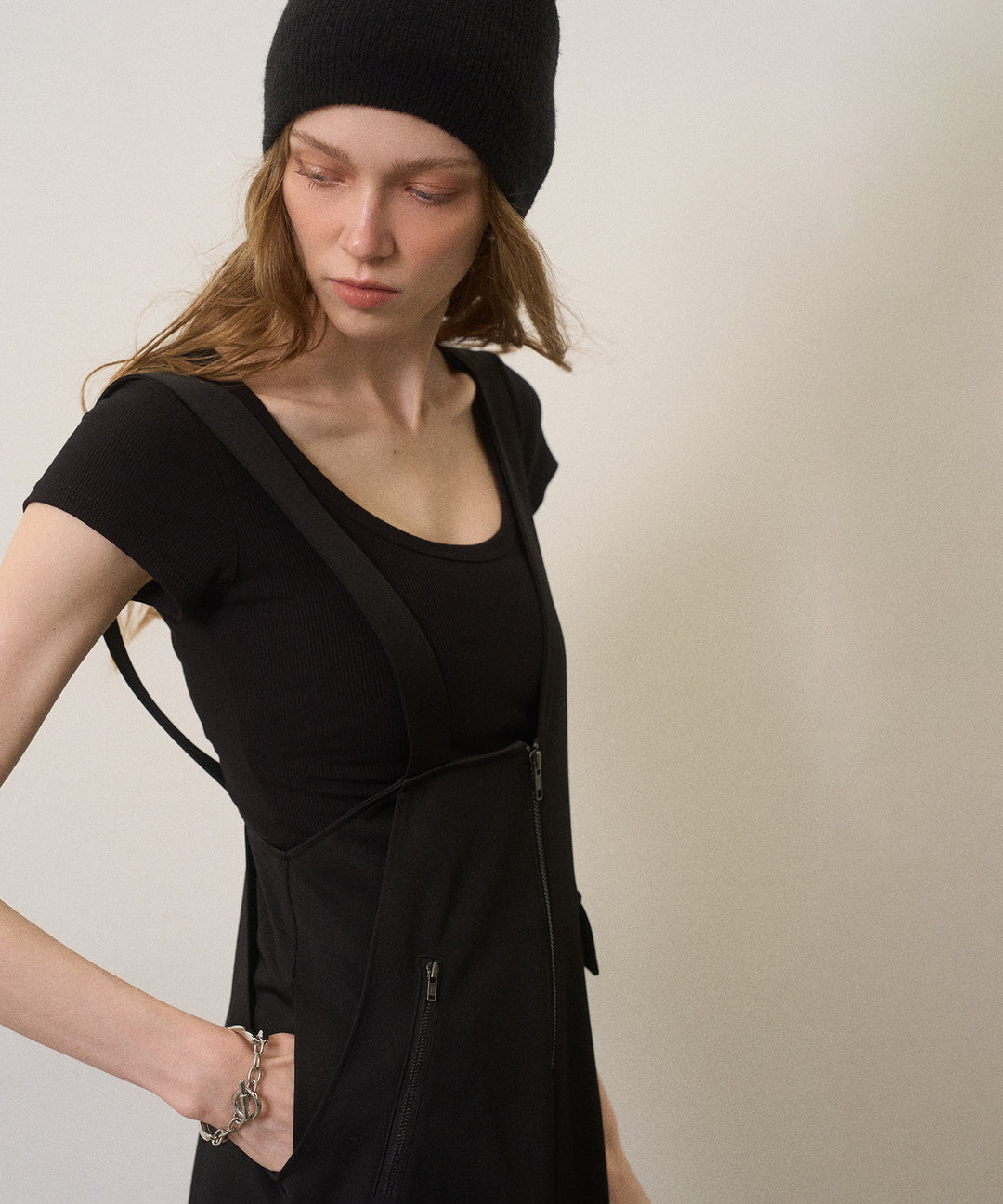 Zip Pencil Asymmetry Dress