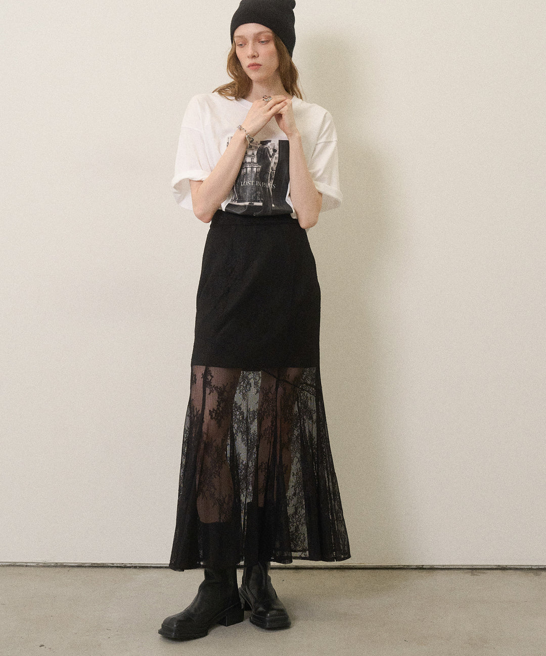 Stretch Lace Tiered Skirt