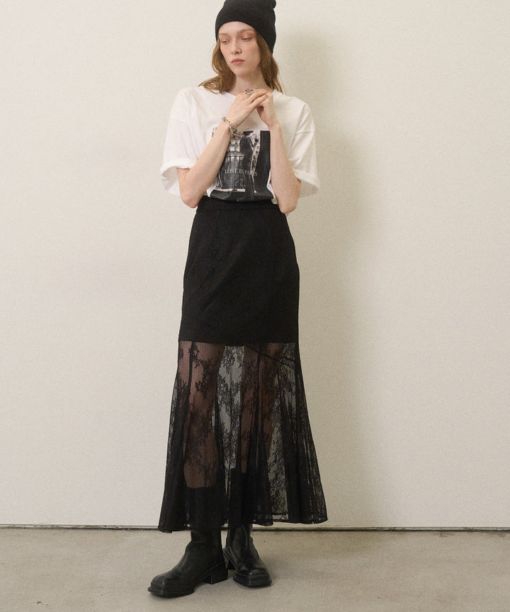 Stretch Lace Tiered Skirt