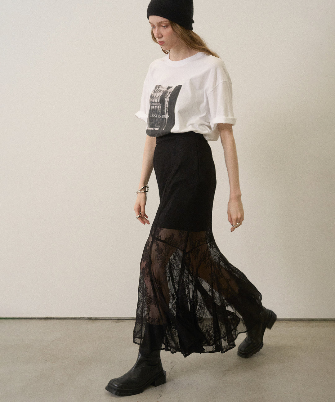 Stretch Lace Tiered Skirt