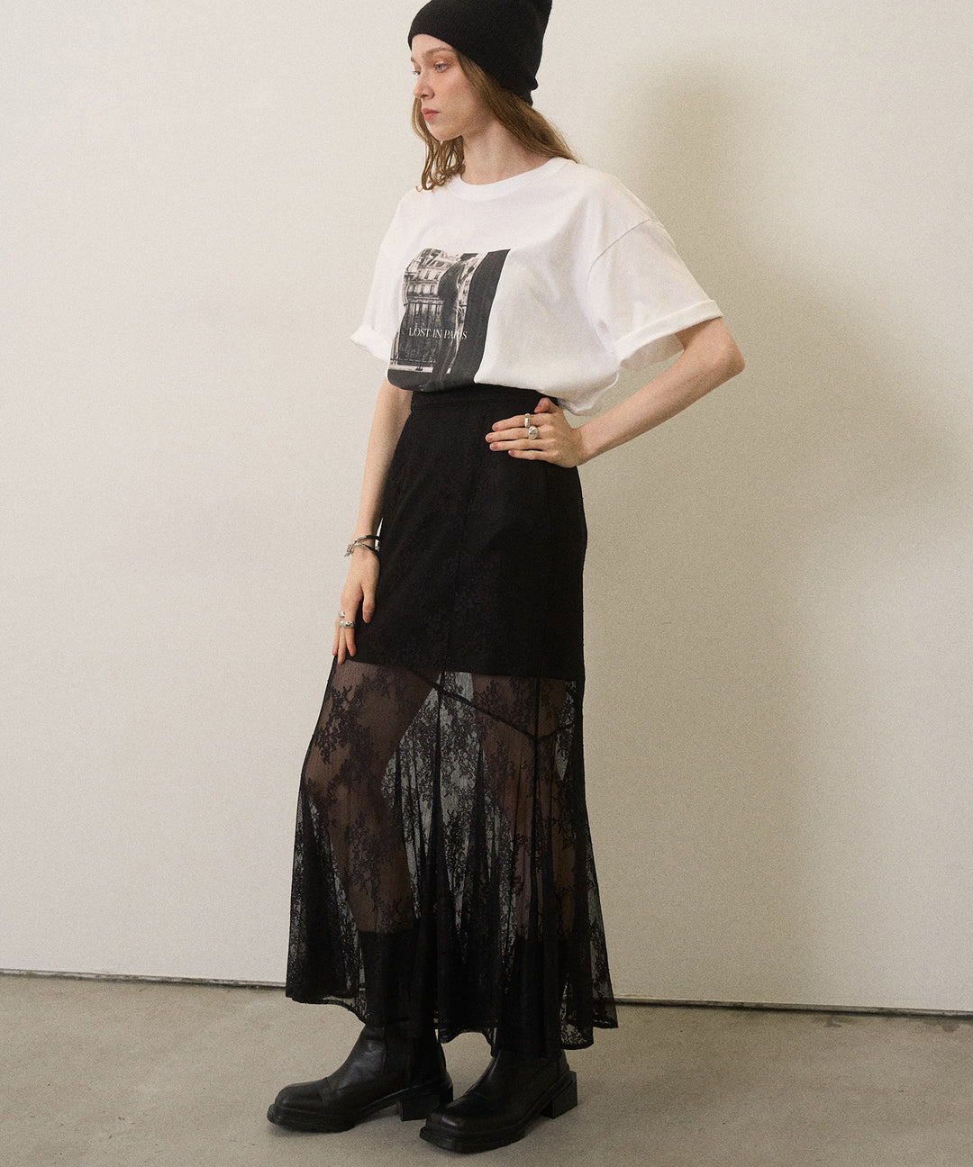 Stretch Lace Tiered Skirt