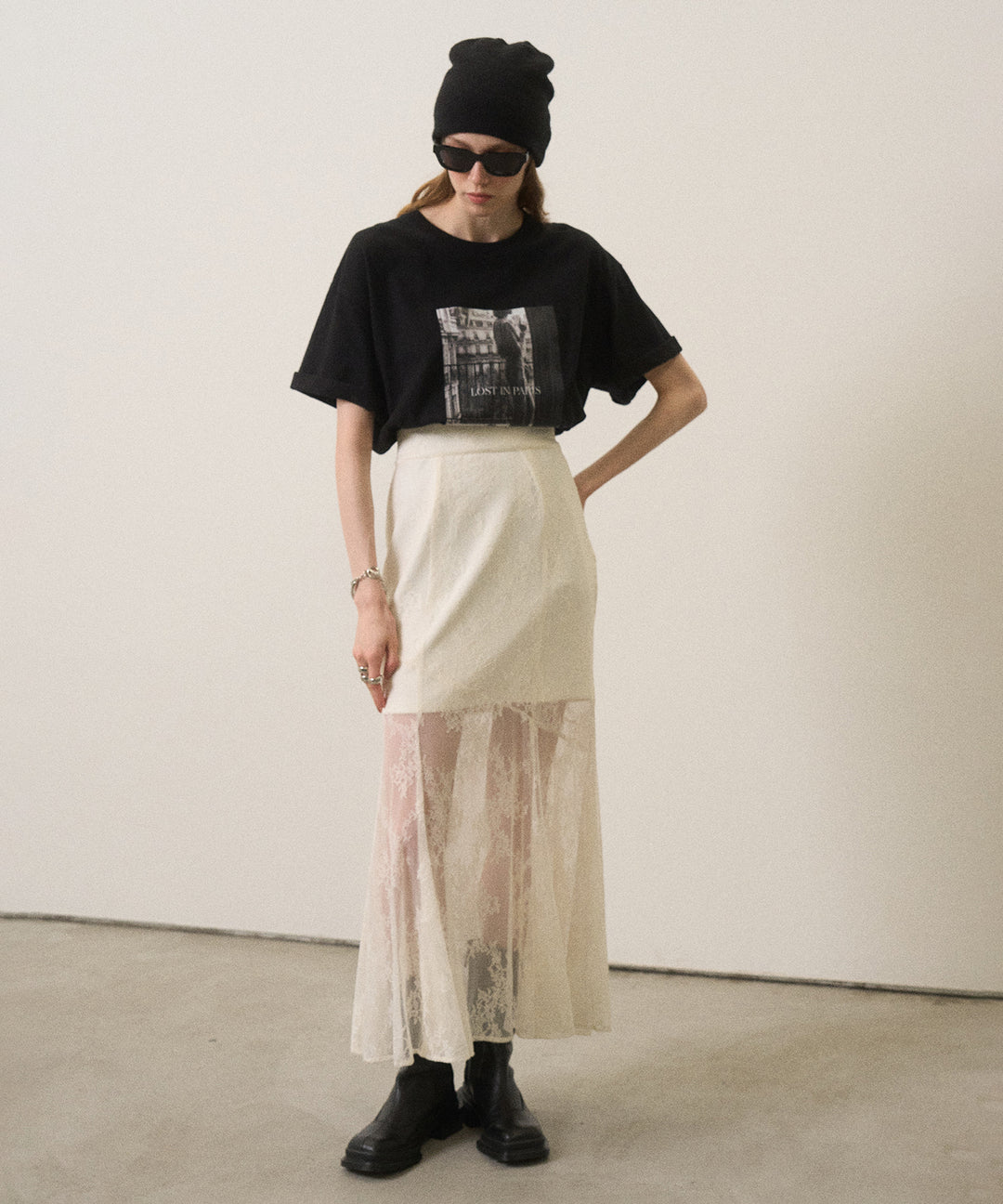 Stretch Lace Tiered Skirt