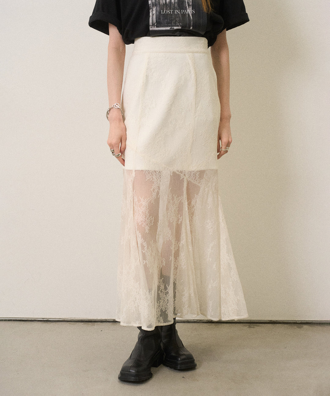 Stretch Lace Tiered Skirt