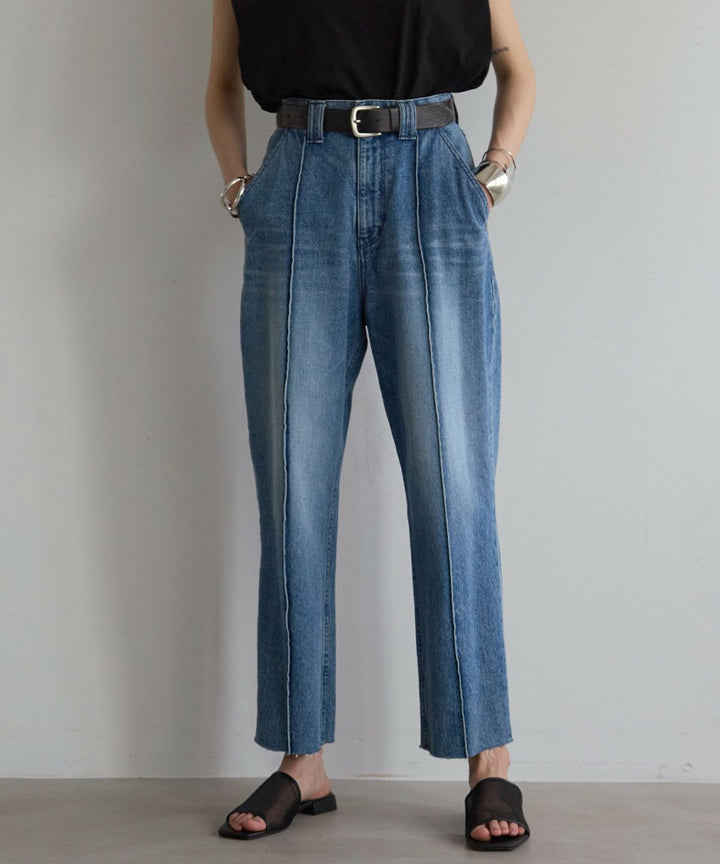 Pintuck Tapered Denim
