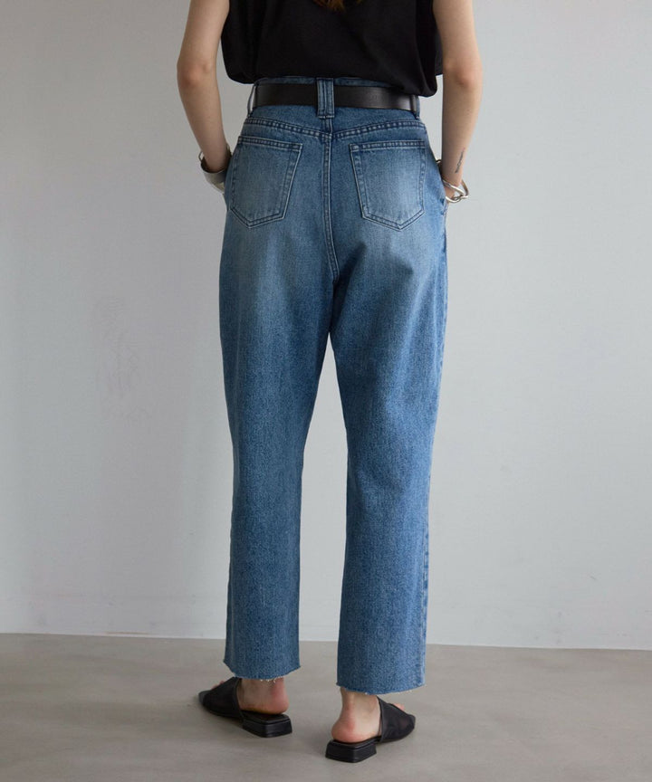 Pintuck Tapered Denim