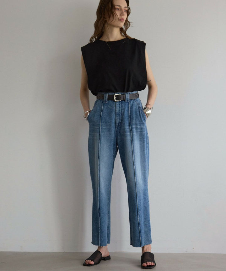 Pintuck Tapered Denim