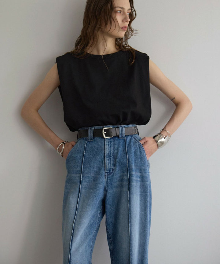 Pintuck Tapered Denim