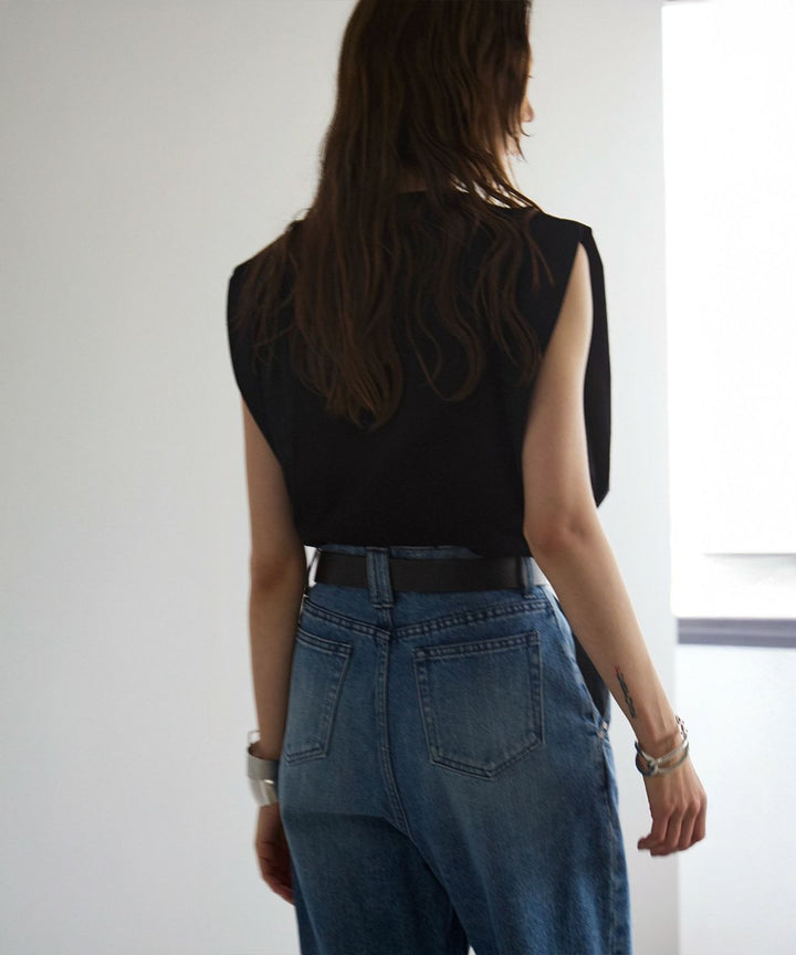 Pintuck Tapered Denim