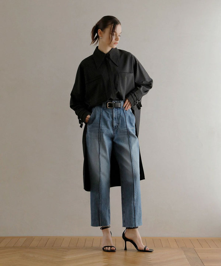 Pintuck Tapered Denim