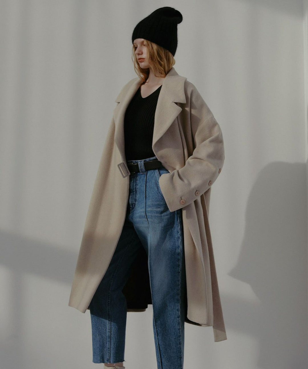 Pintuck Tapered Denim
