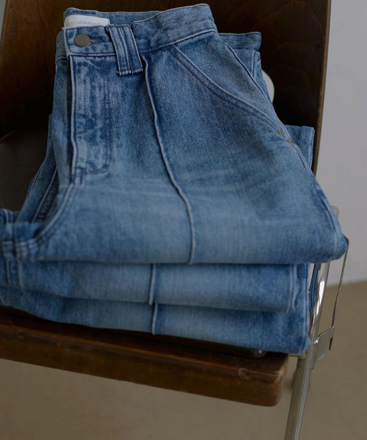 Pintuck Tapered Denim