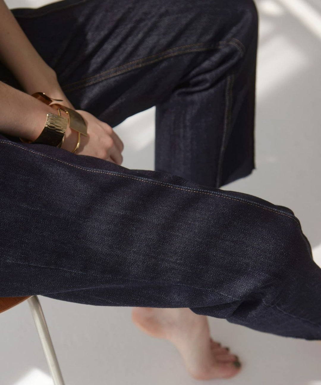 Pintuck Tapered Denim