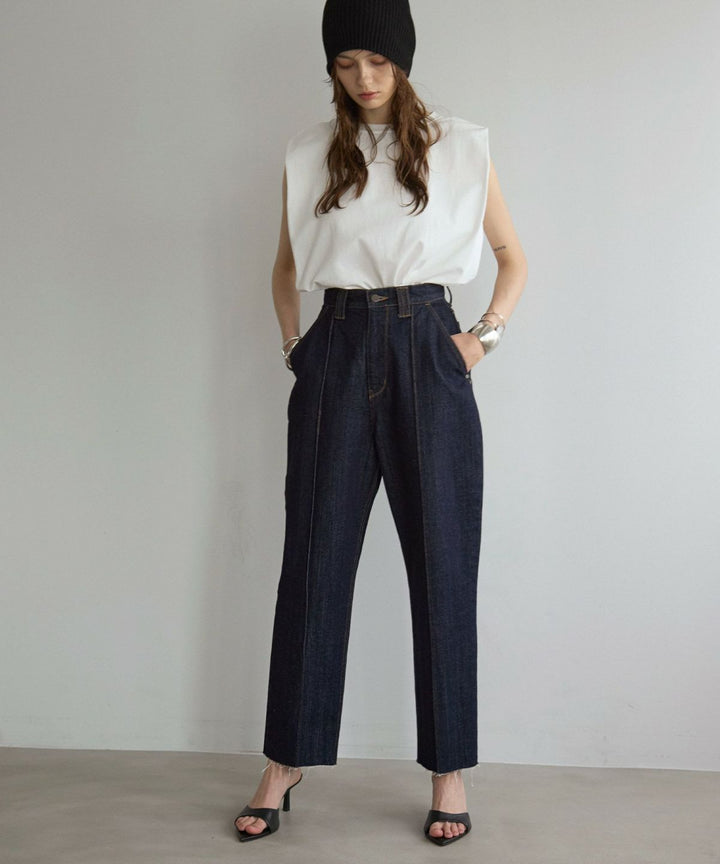 Pintuck Tapered Denim